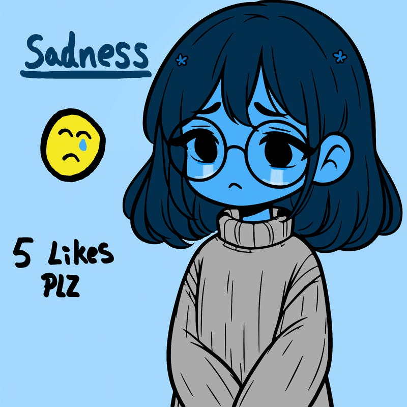 sad girl with glasses in a sweater