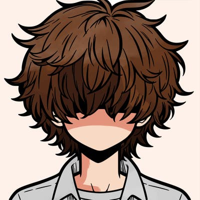 manga boy fluffy hair covering his eyes