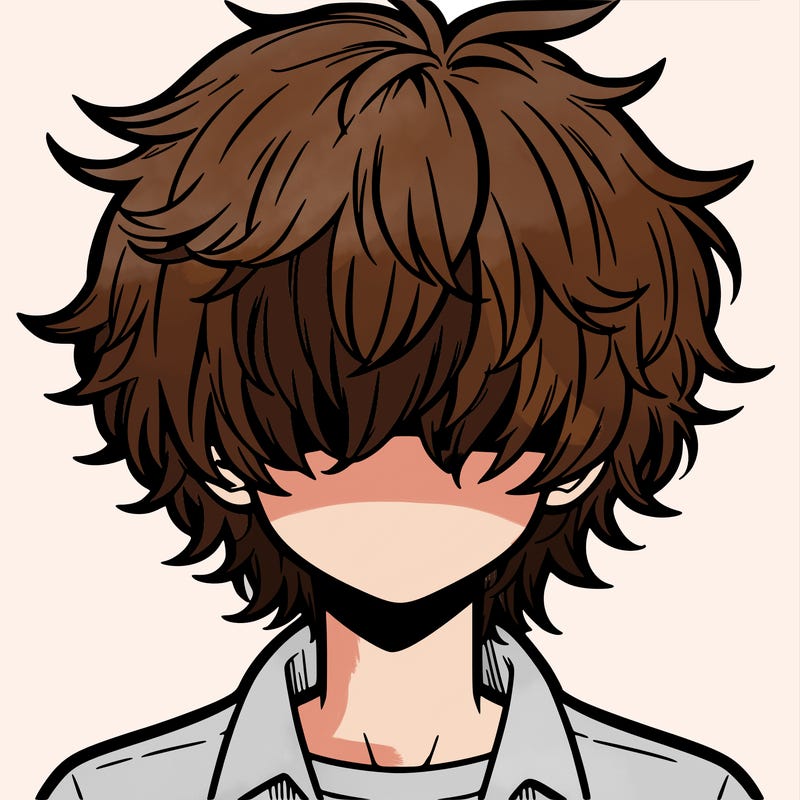 manga boy fluffy hair covering his eyes