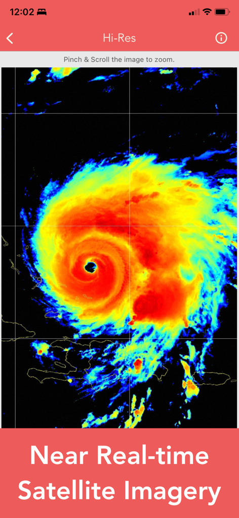 National Hurricane Center Data - Hochauflösende Echtzeit-Satellitenbilder eines Hurrikans, die intensive Sturmaktivität zeigen
