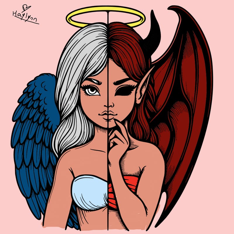 realistic angel half demon