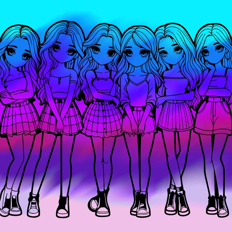 a group of girls realistic