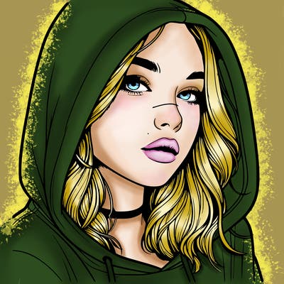 realistic girl with hood on