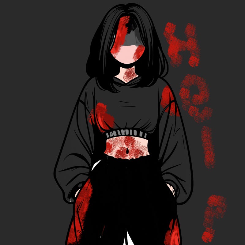 realistic girl faceless with baggy pants and a crop top