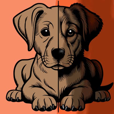 realistic dog split picture