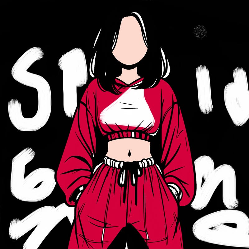 realistic girl faceless with baggy pants and a crop top