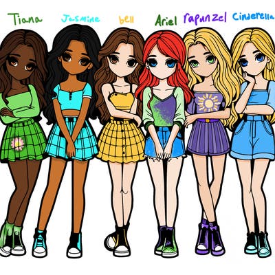 a group of girls realistic