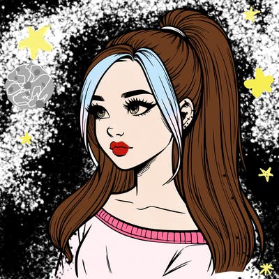 realistic girl with a high ponytail