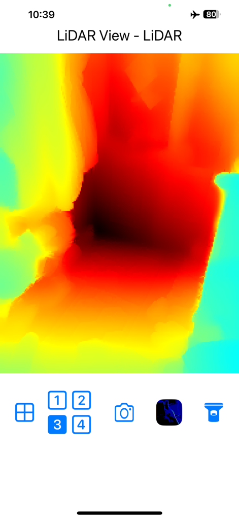 LiDAR View - Echtzeit-farbige LiDAR-Tiefenkartenvisualisierung, die räumliche Entfernungen durch Farbverläufe zeigt