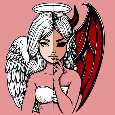 realistic angel half demon