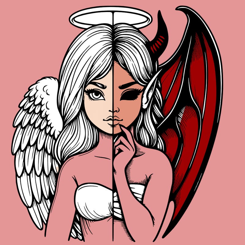 realistic angel half demon