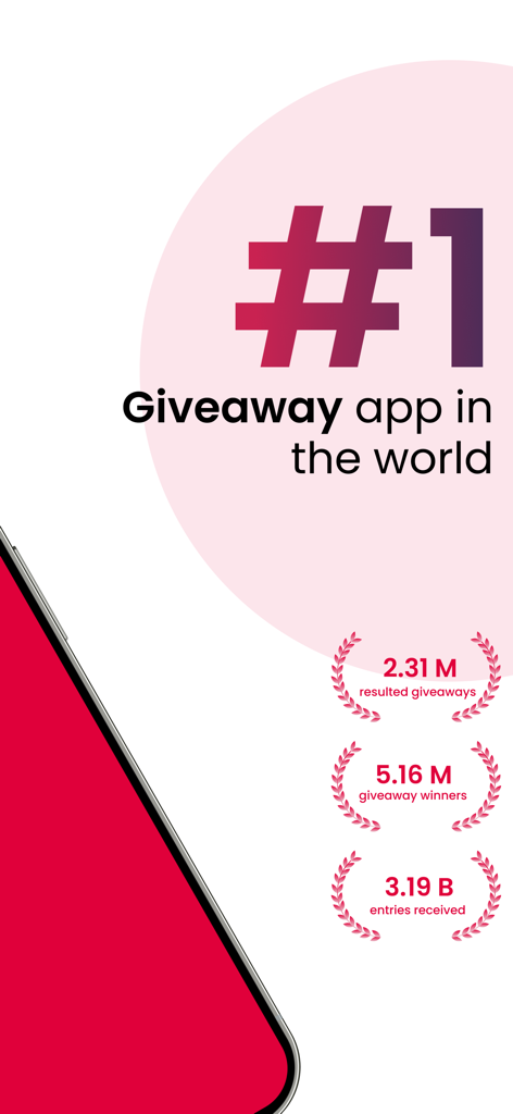 Simpliers - Giveaway Picker - Simpliersのマーケティング画面、当選者数と応募者数を示す統計とともに、ナンバーワンのプレゼント企画アプリとして表示されています