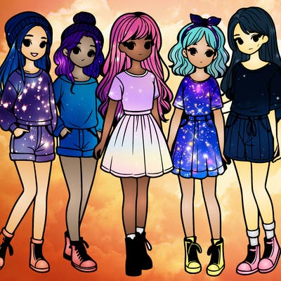 a group of five girls