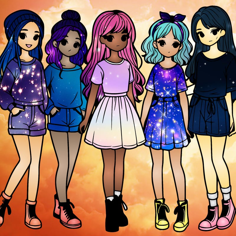 a group of five girls