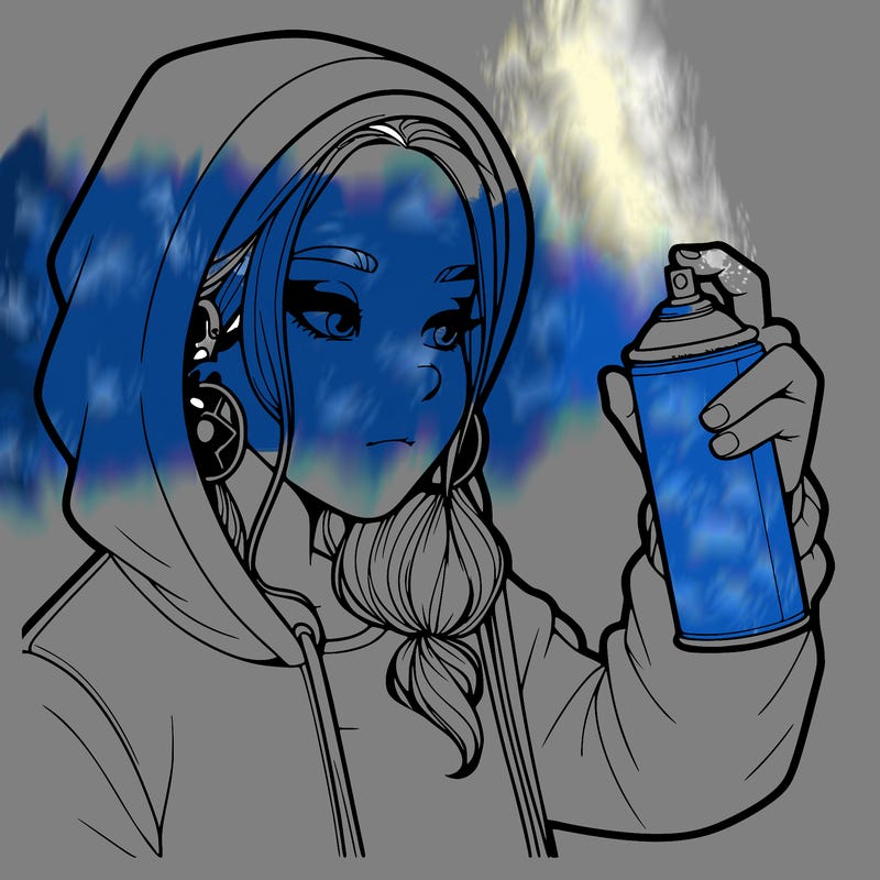 a realistic girl, spray painting