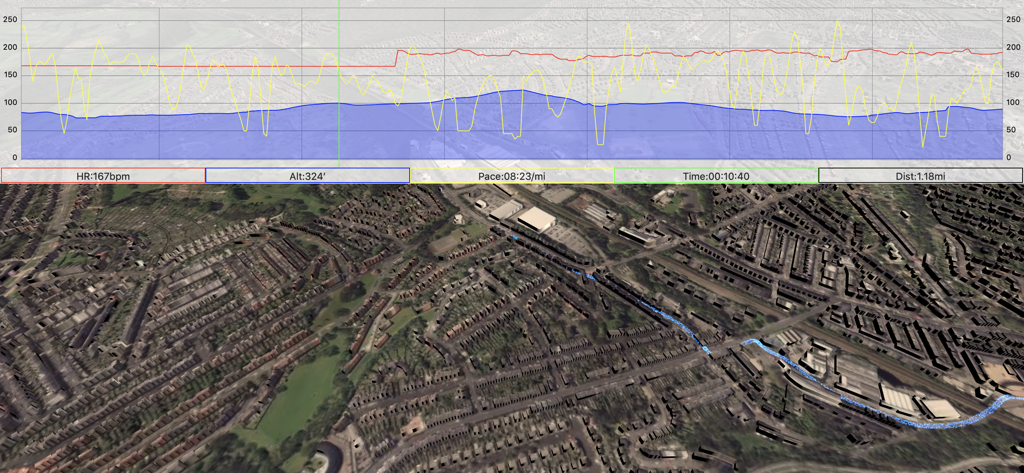 3D map playback and performance stats in the ReRun for Strava app