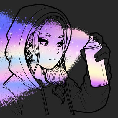 a realistic girl, spray painting