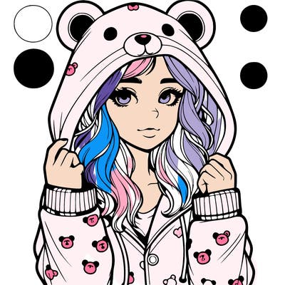 realistic girl in a animal pjs hoodie