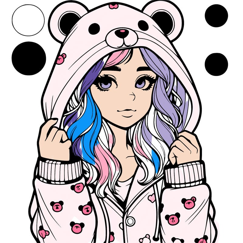 realistic girl in a animal pjs hoodie