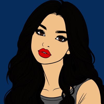 realistic girl with hair on her hair and lips