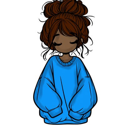 girl with baggy sweatshirt and messy bun