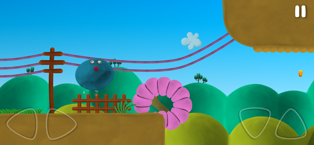 Eugene's Life - Blue clay blob character navigating a handmade plastiline level