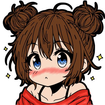 a manga girl with messy small buns
