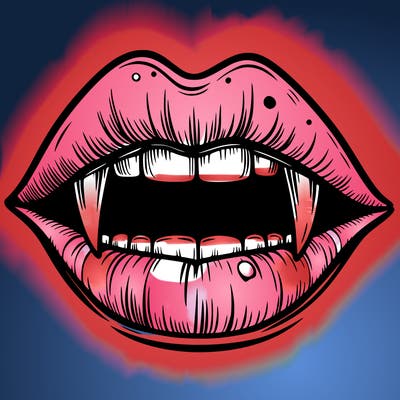 lips with vampire teeth