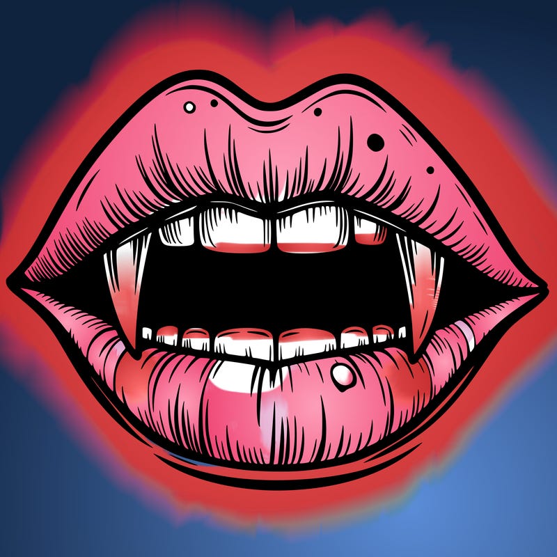 lips with vampire teeth