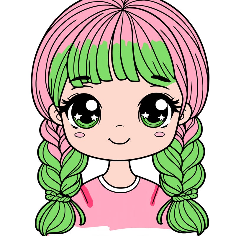 girl with braids and bangs