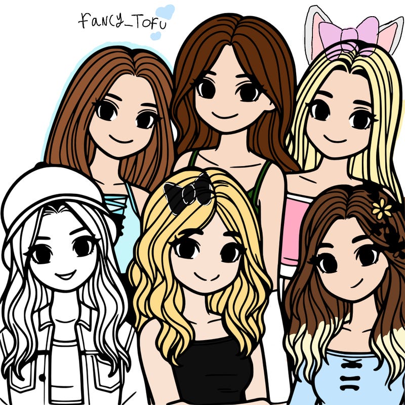 a group of five girls friends