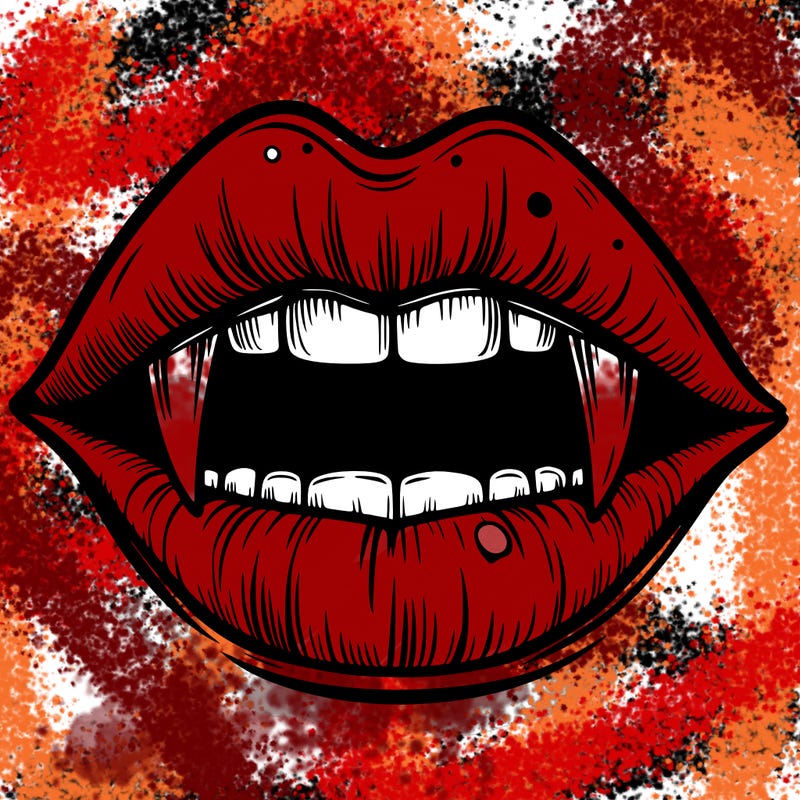 lips with vampire teeth
