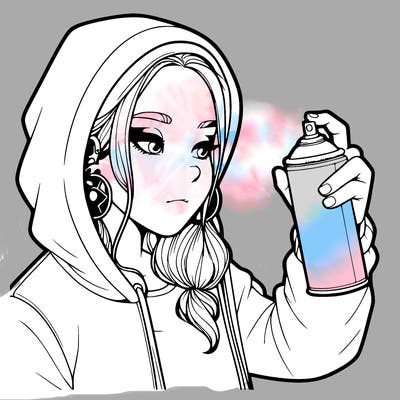 a realistic girl, spray painting