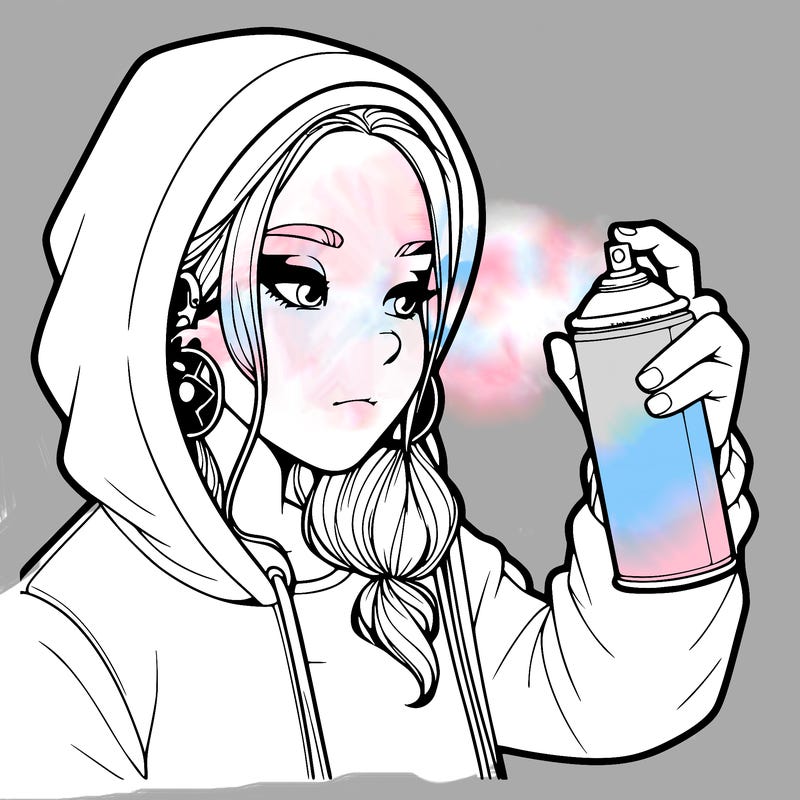 a realistic girl, spray painting