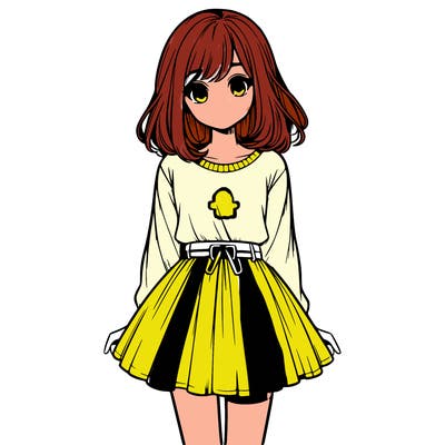 realistic girl with a skirt on