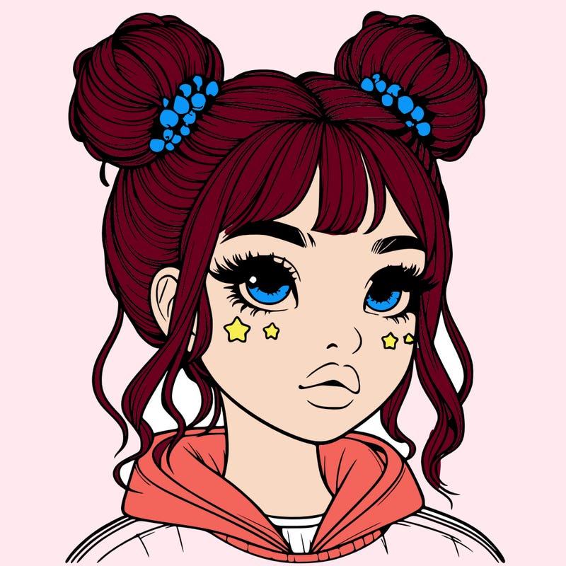 realistic girl with space buns