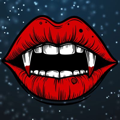 lips with vampire teeth