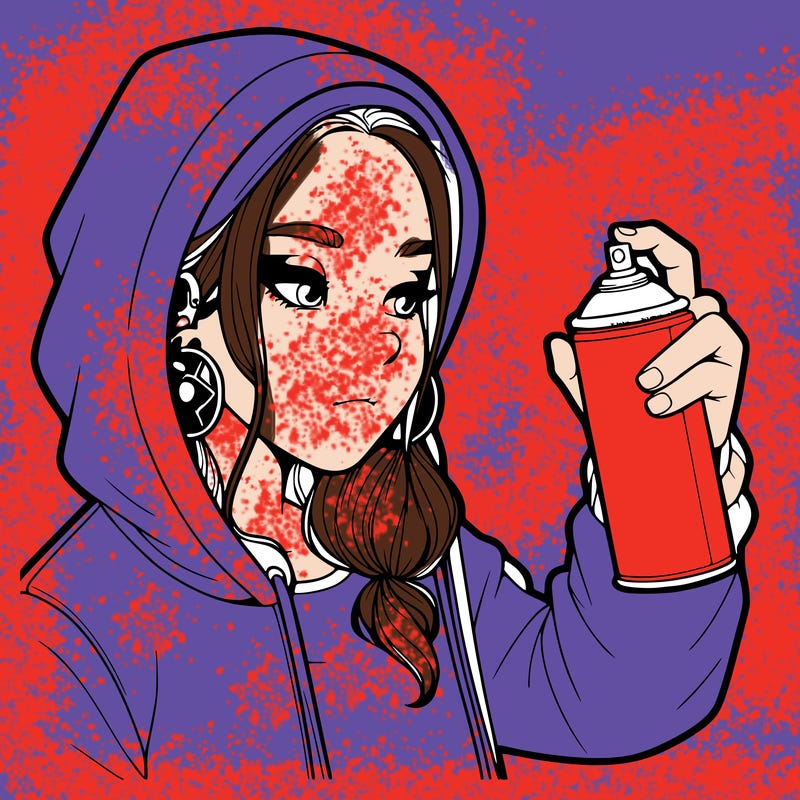 a realistic girl, spray painting