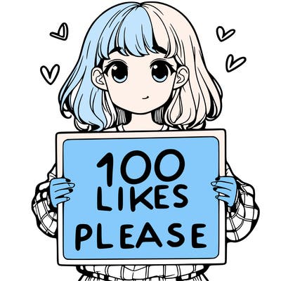 a girl holding a sign saying 100 likes please