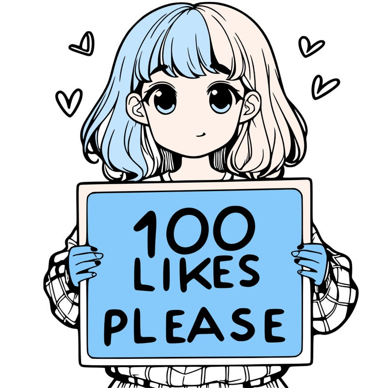 a girl holding a sign saying 100 likes please