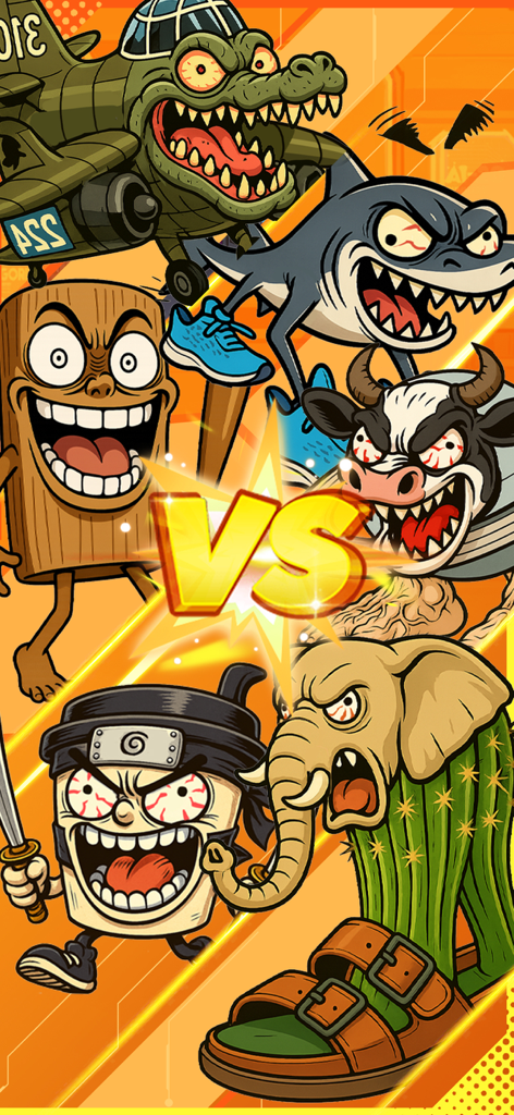 Blade Clash: Hero Rush Games - A collection of wacky cartoon monsters and heroes in a versus battle screen from Blade Clash Hero Rush Games