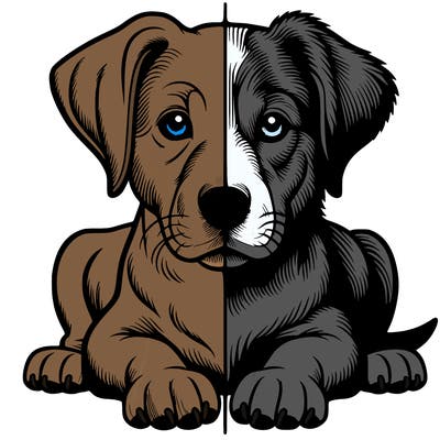 realistic dog split picture