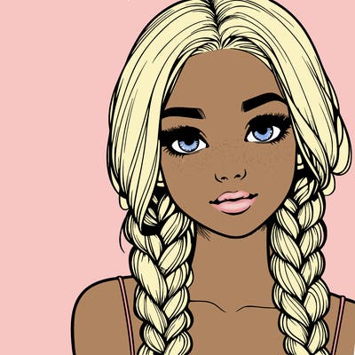 realistic girl with braids