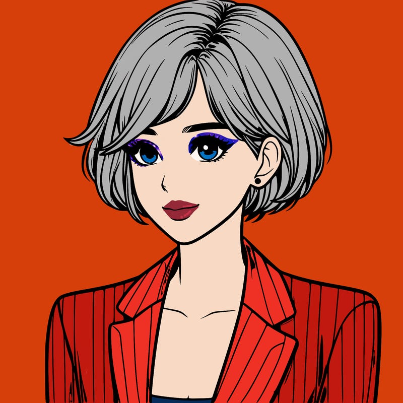 one beautiful girl realistic wearing suit with short hair