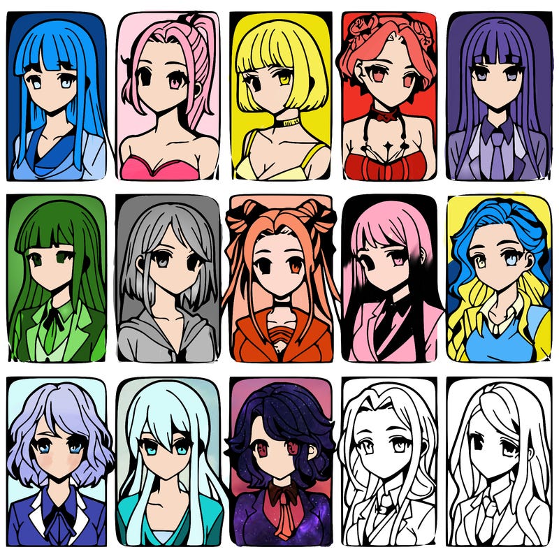 girls that look diffrent anime