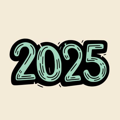 one line scrawled numbers sketch design “2025”