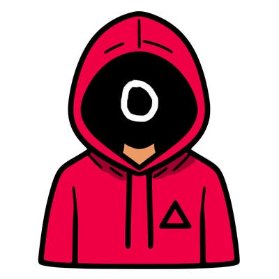 a person with non face waering a hoodie with a small triangle symbol
