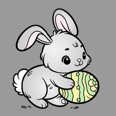 rabbit carrying an easter egg
