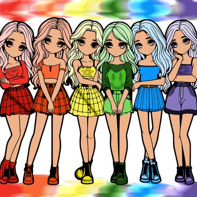 a group of girls realistic