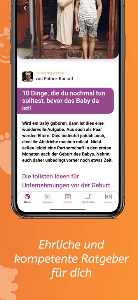 Babelli Schwangerschafts App - Babelli妊娠アプリ。妊娠中の両親向けのコンテンツが表示されています。